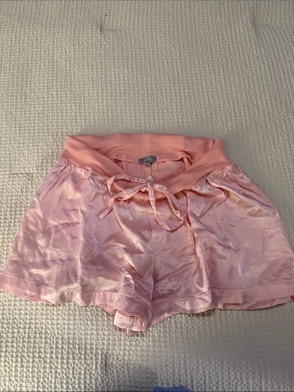Light Pink Satin Sleep Shorts with Drawstring Waist